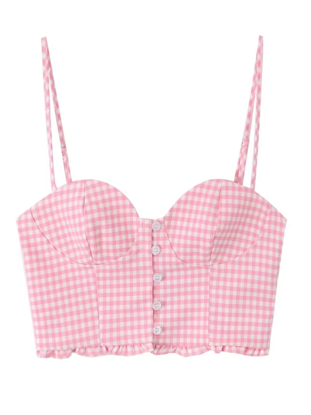 Zara Pink Gingham Bustier Crop Top